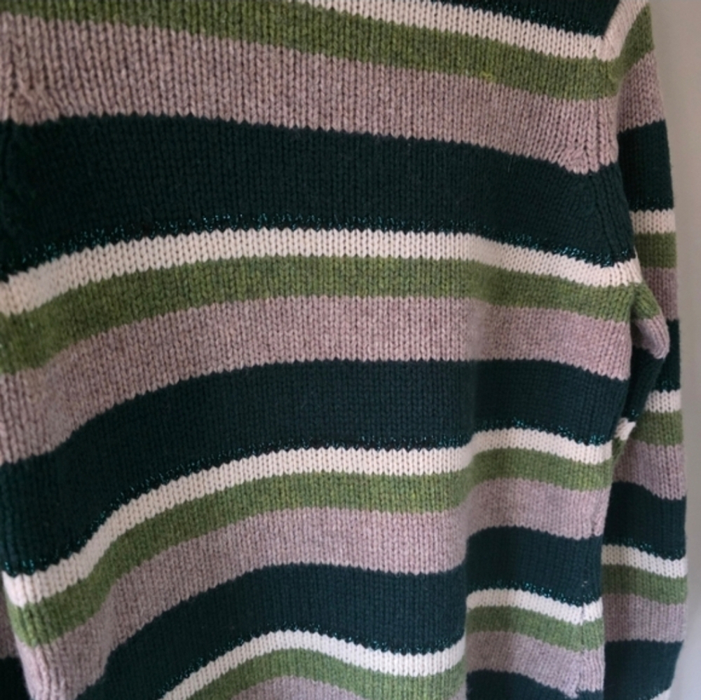 American Eagle M Y2K Preppy Rory Gilmore Striped Lambswool Knit Turtleneck - Picture 13 of 13